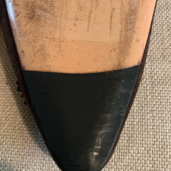 Designer EMMA HOPE Chocolate Brown Suede Slides w/ Beaded Design. Sz. 36 - Picture 5 of 8